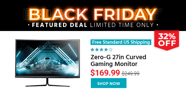 Black Friday Featured Deal Monoprice Zero-G 27in Curved Gaming Monitor Only $170 + Free Shipping