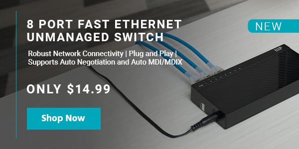 NEW (tag) 8‑Port Fast Ethernet Unmanaged Switch Robust Network Connectivity | Plug and Play | Supports Auto Negotiation and Auto MDI/MDIX Only $14.99 Shop Now