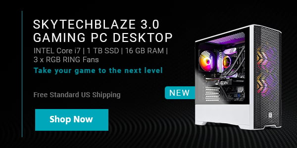New (tag) SkytechBlaze 3.0 Gaming PC Desktop INTEL Core i7 | 1 TB SSD | 16 GB RAM | 3 x RGB RING Fans Take your game to the next level Free Standard US Shipping Shop Now