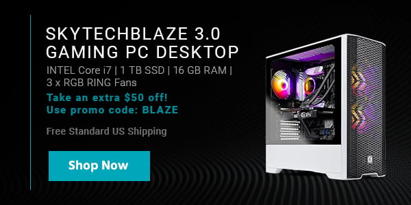 SkytechBlaze 3.0 Gaming PC Desktop INTEL Core i7 | 1 TB SSD | 16 GB RAM | 3 x RGB RING Fans Take your game to the next level Free Standard US Shipping Shop Now