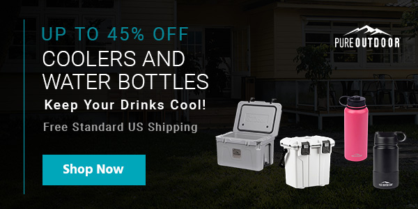 Pure Outdoor (logo) Up to 36% off Coolers and Water Bottles Keep Your Drinks Cool! Free Standard US Shipping Shop Now