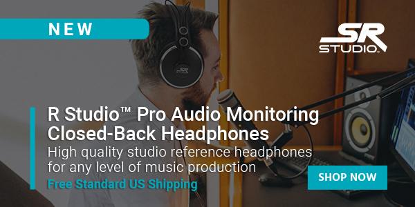 New (tag) SR Studio (logo) R Studio™ Pro Audio Monitoring Closed‑Back Headphones High quality studio reference headphones for any level of music production Free Standard US Shipping Shop Now