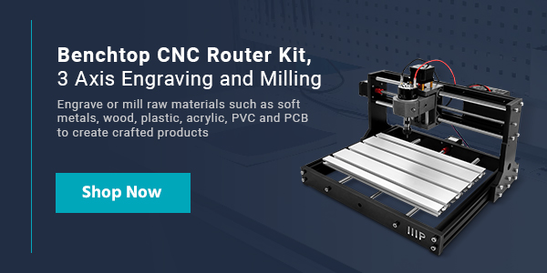 New (tag) Benchtop CNC Router Kit, 3 Axis Engraving and Milling Engrave or mill raw materials such as soft metals, wood, plastic, acrylic, PVC and PCB to create crafted products. Shop Now