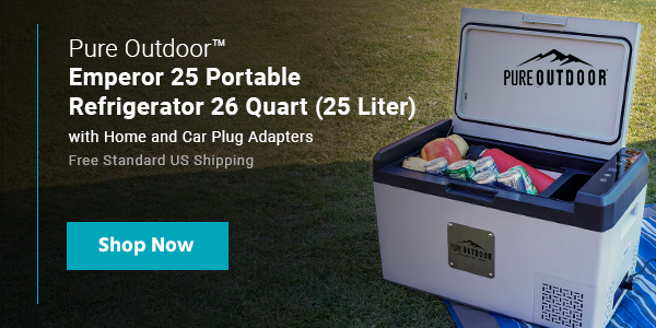 NEW (tag) Pure Outdoor (logo) Pure Outdoor Emperor 25 Portable Refrigerator 26 Quart (25 Liter) with Home and Car Plug Adapters Free Standard US Shipping Shop now