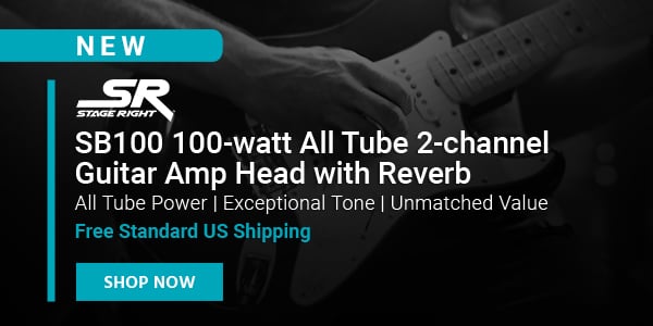 Stage right (logo) SB100 100‑watt All Tube 2‑channel Guitar Amp Head with Reverb All Tube Power | Exceptional Tone | Unmatched Value Free Standard US Shipping Shop Now