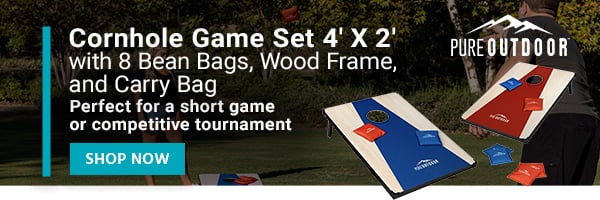 Cornhole Game Set 4' X 2' with 8 Bean Bags, Wood Frame, and Carry Bag Perfect for a short game or competitive tournament Shop Now