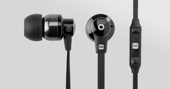 Monoprice Hi-Fi Reflective Sound Technology Earbuds Headphones with Microphone - Black/Carbonite