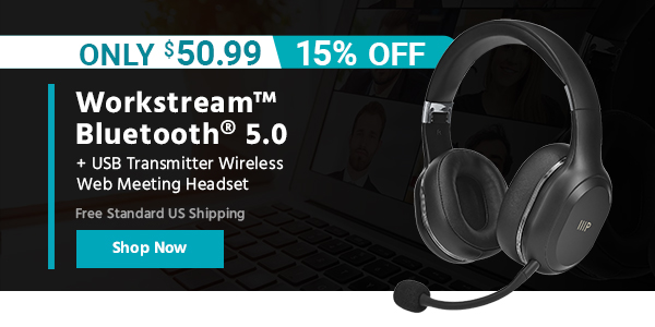 Workstream™ Bluetooth® 5.0 + USB Transmitter Wireless Web Meeting Headset Free Standard US Shipping Only $50.99 (15% OFF) (tag) Shop Now