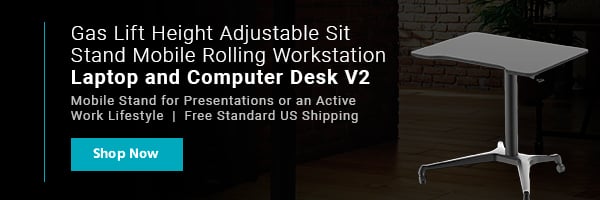 NEW (tag) GasLift Height Adjustable SitStand Mobile Rolling Workstation Laptop and Computer Desk V2 Mobile Stand for Presentations or an Active Work Lifestyle Free Standard US Shipping Shop Now