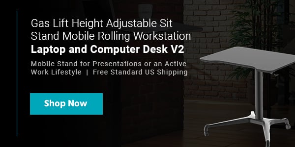 Gas‑Lift Height Adjustable Sit‑Stand Mobile Rolling Workstation Laptop and Computer Desk V2 Mobile Stand for Presentations or an Active Work Lifestyle Free Standard US Shipping Shop Now