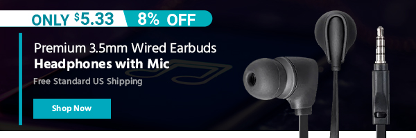 Premium 3.5mm Wired Earbuds Headphones with Mic Free Standard US Shipping Only $5.33 (8% OFF) (tag) Shop Now