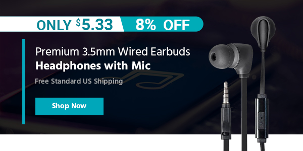 Premium 3.5mm Wired Earbuds Headphones with Mic Free Standard US Shipping Only $5.33 (8% OFF) (tag) Shop Now