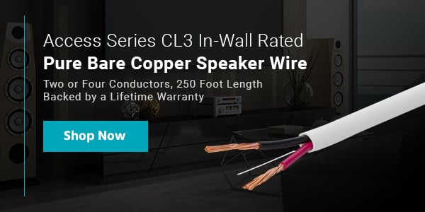 New (tag) Access Series CL3 In-Wall Rated Pure Bare Copper Speaker Wire Two or Four Conductors, 250 Foot Length Backed by a Lifetime Warranty Shop Now