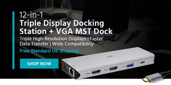 12‑in‑1 Triple Display Docking Station + VGA MST Dock Triple High-Resolution Displays | Faster Data Transfer | Wide Compatibility Free Standard US Shipping Shop Now