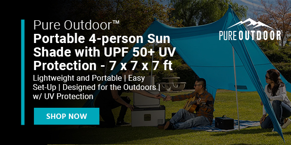 Pure Outdoor™ Portable 4‑person Sun Shade with UPF 50+ UV Protection ‑ 7 x 7 x 7 ft Lightweight and Portable | Easy Set-Up | Designed for the Outdoors | w/ UV Protection Shop Now