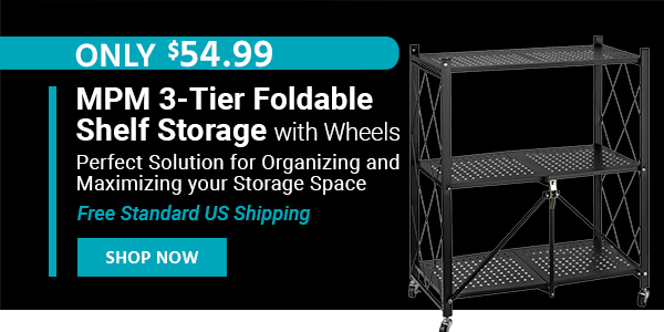 MPM 3-Tier Foldable Shelf Storage with Wheels Perfect Solution for Organizing and Maximizing your Storage Space Free Standard US Shipping Only $54.99 Shop Now