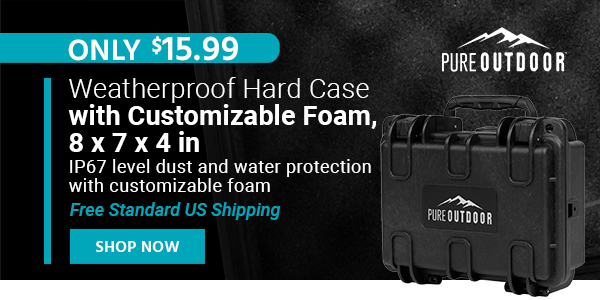 Pure Outdoor Weatherproof Hard Case with Customizable Foam, 8 x 7 x 4 in