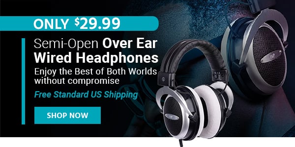 Semi‑Open Over Ear Wired Headphones