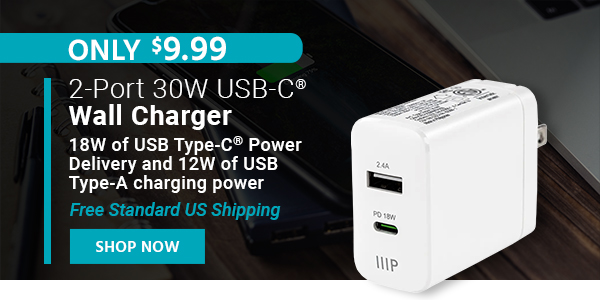 2‑Port 30W USB‑C® Wall Charger