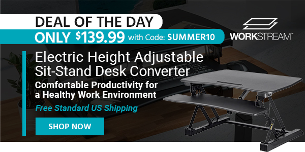 Deal of the Day Workstream Electric Height Adjustable Sit-Stand Desk Converter