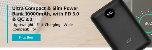 UltraCompact & Slim Power Bank 10000mAh, with PD 3.0 & QC 3.0 Lightweight | Fast Charging | Wide Compatibility Shop Now