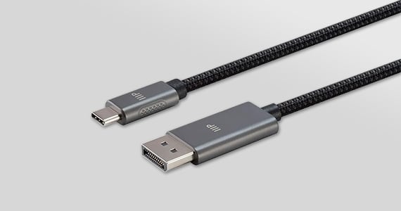 Monoprice Bidirectional USB-C to DisplayPort Cable - 4K@60Hz Thunderbolt 4/3 Compatible Black 6ft