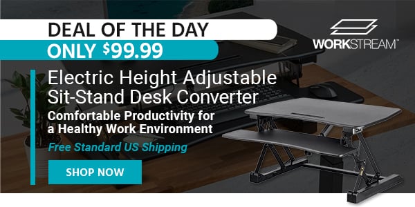 Workstream by Monoprice Electric Height Adjustable Sit-Stand Workstation Desk Converter, 36in