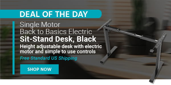 Deal of the Day Workstream (logo) Single Motor Back to Basics Electric Sit‑Stand Desk, Black Height adjustable desk with electric motor and simple to use controls Free Standard US Shipping