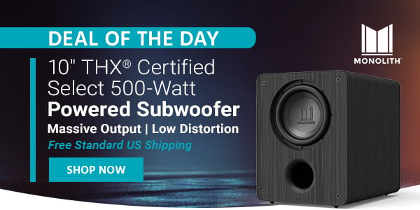 Deal of the Day Monolith (tag) 10" THX® Certified Select 500‑Watt Powered Subwoofer