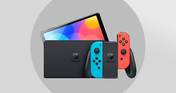 Nintendo - Switch OLED Model w/ Neon Red & Neon Blue Joy-Con