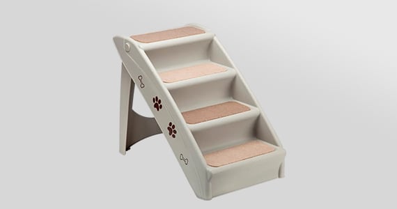 MPM Folding Pet Dog Stairs Steps for high Bed Indoor Outdoor, with Siderails, Non-Slip Pads Foldable Plastic, for Small Dog & Cats