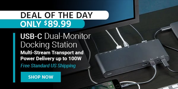 Deal of the Day USB-C Dual-Monitor Docking Station Multi-Stream Transport and Power Delivery up to 100W Free Standard US Shipping