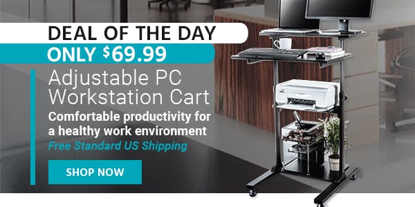 Adjustable PC Workstation Cart Comfortable productivity for a healthy work environment Free Standard US Shipping Only $69.99 Shop Now