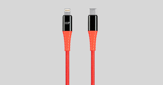  Monoprice Nylon Braided USB C To Lightning Cable - 6 Feet - Red ( MFI Certified ) Flexible, Durable, Fast Charging