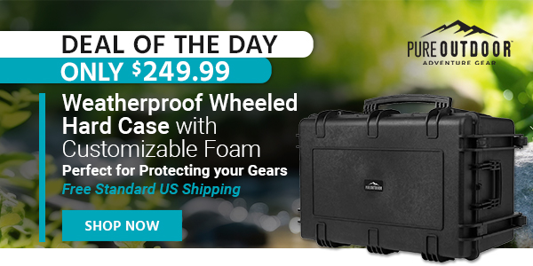 Deal of the Day Pure Outdoor (logo) Weatherproof Wheeled Hard Case with Customizable Foam Perfect for Protecting your Gears Free Standard US Shipping Only $249.99 Shop Now