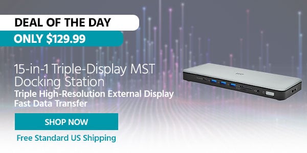 Deal of the Day 15-in-1 Triple-Display MST Docking Station Triple High-Resolution External Display Fast Data Transfer Free Standard US Shipping