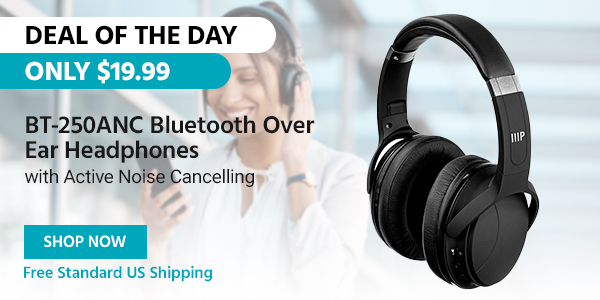 Deal of the Day BT-250ANC Bluetooth Wireless Over Ear Headphones with Active Noise Cancelling Free Standard US Shipping