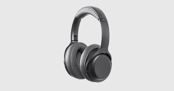 Monoprice BT-600ANC Bluetooth Over Ear Headphones with Active Noise Cancelling (ANC), Qualcomm aptX HD Audio, AAC, Touch Controls, Ambient Mode, 40hr Playtime, Carrying Case, Multi-Pairing