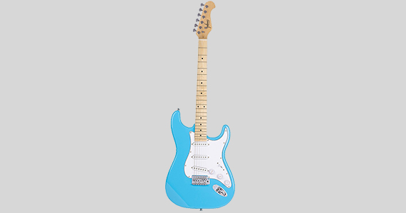 Indio by Monoprice Cali Classic Electric Guitar with Gig Bag, Blue