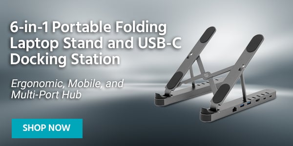 6-in-1 Portable Folding Laptop Stand and USB-C Docking Station Ergonomic, Mobile, and Multi-Port Hub Shop Now