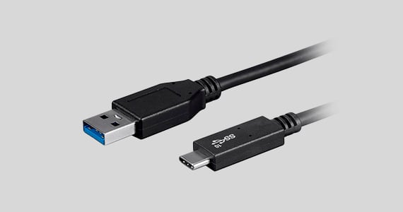 Monoprice Essentials USB-C to USB-A 3.1 Gen 2 Cable 10Gbps 3A 30AWG Black 1m (3.3ft)