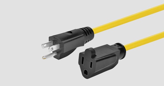 Monoprice Outdoor Extension Cord - NEMA 5-15P to NEMA 5-15R, 14AWG, 15A, SJTW, Yellow, 100ft