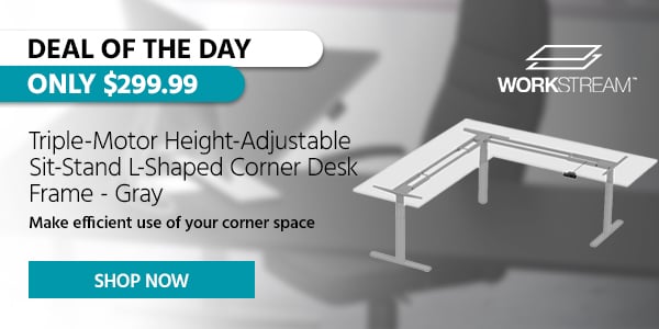 Deal of the Day Workstream Triple‑Motor Height‑Adjustable Sit‑Stand L‑Shaped Corner Desk Frame - Gray Make efficient use of your corner space Only $299.99 Shop Now