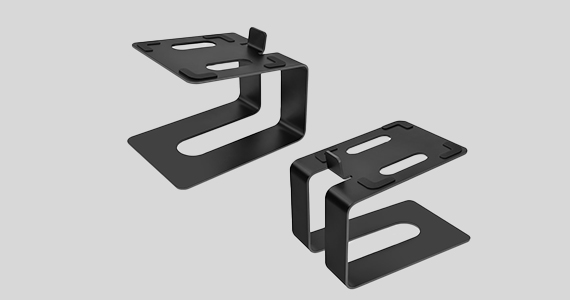 Monoprice Tilted Metal Desktop Bookshelf Speaker Stands Risers Pair with Vibration Absorption Pads