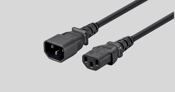 Extension Cord - IEC 60320 C14 to IEC 60320 C13, 16AWG, 13A/1625W, 3-Prong, SJT, Black, 25ft