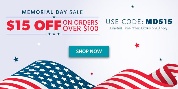 Memorial Day Sale $15 off $100 Use Code: MDS15 Limited Time Offer Exclusions Apply Shop Now