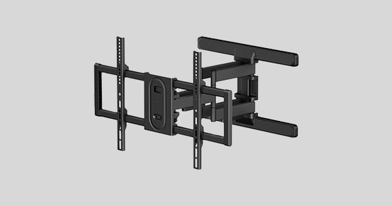 Monoprice Premium Full Motion TV Wall Mount Bracket For 42" To 90" TVs up to 132lbs, Max VESA 600x400, Works with Concrete, Brick, and Wooden Studs