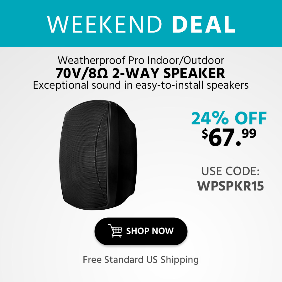 WEEKEND DEAL Weatherproof Pro  Indoor/Outdoor 70V/8? 2-Way Speaker Exceptional sound in easy-to-install speakers Perfect for home, restaurants, bars, retail, and pro installations. Free Standard US Sh