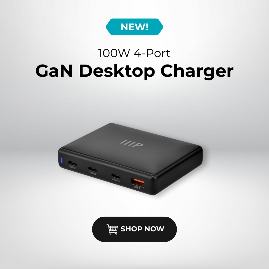 NEW (tag) 100W USB-C 4-Port GaN Desktop Charger High-Speed Charging for all devices Perfect companion for home, office, or travel. Shop Now