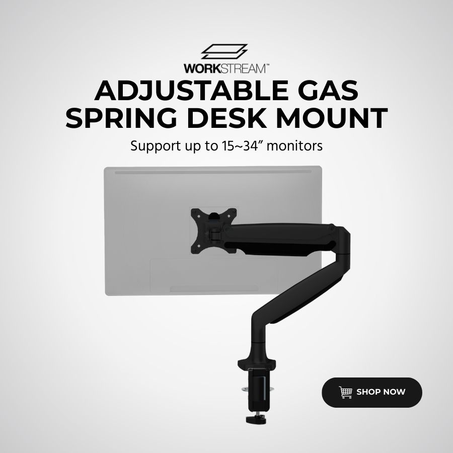 Workstream (Logo) Adjustable Gas Spring Desk Mount Support up to 15~34” monitors Shop Now